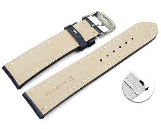 Schnellwechsel Uhrenband Leder stark gepolstert Kroko navy blau 22mm Stahl