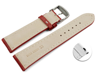 Schnellwechsel Uhrenband Leder stark gepolstert Kroko rot 22mm Gold