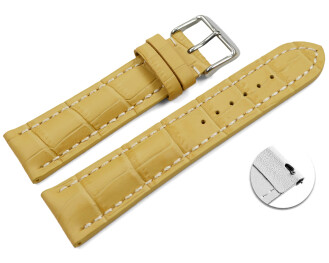 Schnellwechsel Uhrenband Leder stark gepolstert Kroko gelb 22mm Gold