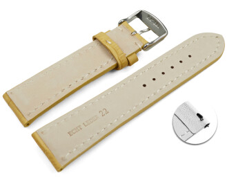 Schnellwechsel Uhrenband Leder stark gepolstert Kroko gelb 22mm Gold