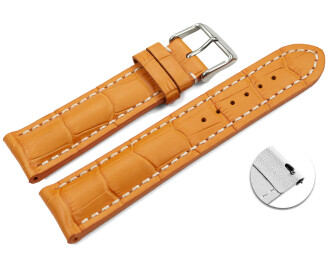 Schnellwechsel Uhrenband Leder stark gepolstert Kroko orange 22mm Schwarz