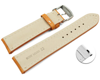 Schnellwechsel Uhrenband Leder stark gepolstert Kroko orange 22mm Schwarz