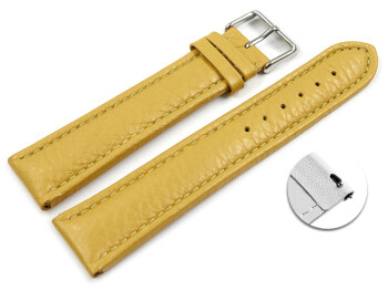 Schnellwechsel Uhrenband Leder gepolstert genarbt gelb 22mm Gold