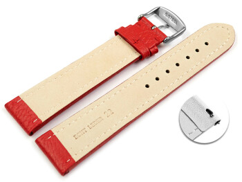 Schnellwechsel Uhrenband Leder gepolstert genarbt rot 18mm Gold