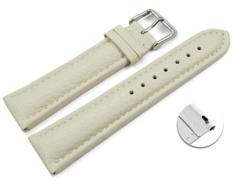 Schnellwechsel Uhrenband Leder gepolstert genarbt Creme 26mm Gold