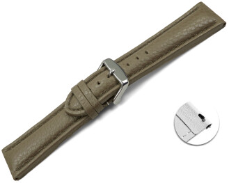 Schnellwechsel Uhrenband Leder gepolstert genarbt Taupe 18mm Schwarz