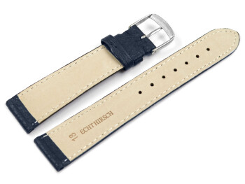 Uhrenarmband Hirschleder genarbt dunkelblau 16mm Gold