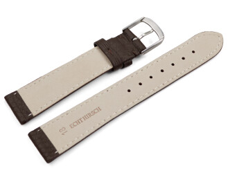 XL Uhrenarmband Hirschleder genarbt dunkelbraun 20mm Stahl