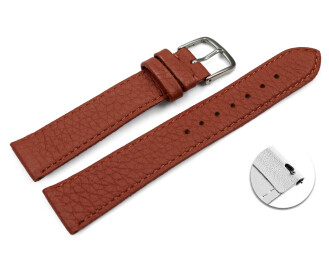 Schnellwechsel Uhrenarmband Hirschleder genarbt rostbraun 16mm Stahl