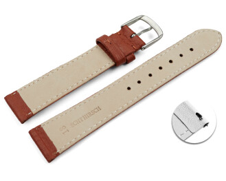 Schnellwechsel Uhrenarmband Hirschleder genarbt rostbraun 16mm Stahl