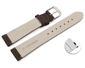 XL Schnellwechsel Uhrenarmband Hirschleder genarbt dunkelbraun 12mm Stahl