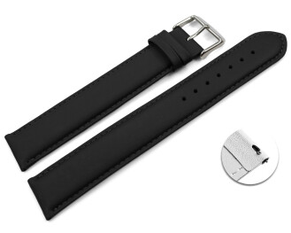 XXL Schnellwechsel Uhrenarmband Leder Glatt gepolstert schwarz 22mm Schwarz