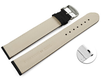 XXL Schnellwechsel Uhrenarmband Leder Glatt gepolstert schwarz 22mm Schwarz