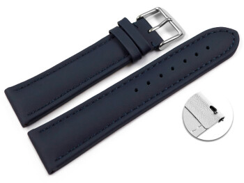 XL Schnellwechsel Uhrenarmband Leder Glatt dunkelblau 20mm Schwarz