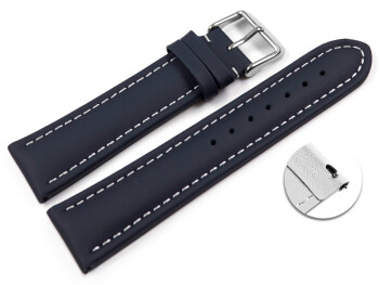 XL Schnellwechsel Uhrenarmband Leder Glatt dunkelblau wN 24mm Stahl