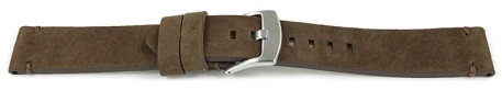 Uhrenarmband braun Veluro Leder ohne Polster 24mm Schwarz