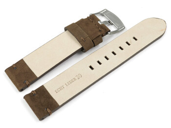 Uhrenarmband braun Veluro Leder ohne Polster 24mm Schwarz