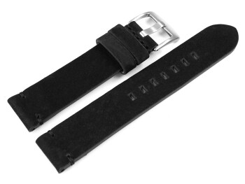Uhrenarmband schwarz Veluro Leder ohne Polster 24mm Schwarz