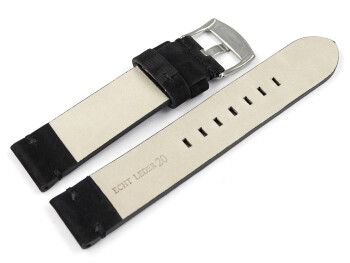 Uhrenarmband schwarz Veluro Leder ohne Polster 24mm Schwarz