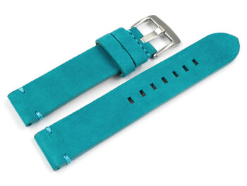 Uhrenarmband türkis Veluro Leder ohne Polster 22mm Stahl