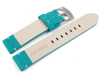 Uhrenarmband türkis Veluro Leder ohne Polster 24mm Gold
