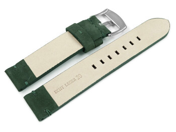 Uhrenarmband dunkelgrün Veluro Leder ohne Polster 22mm Gold