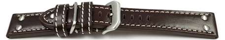 Uhrenarmband Leder dunkelbraun extra stark mit Metallschlaufe 26mm Schwarz