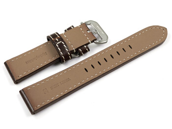 Uhrenarmband Leder dunkelbraun extra stark mit Metallschlaufe 26mm Schwarz