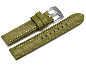 Uhrenarmband Breitdorn HighTech Textiloptik grün - weiße u. schwarze Naht - 22mm Gold