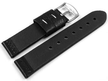 XL Uhrenarmband Ranger massives Leder schwarz 24mm Stahl