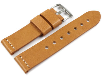 Uhrenarmband Ranger massives Leder hellbraun 20mm Stahl