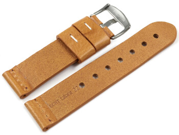 Uhrenarmband Ranger massives Leder hellbraun 20mm Stahl