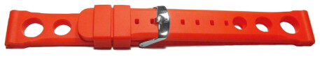 Uhrenarmband Silikon - extra stark - gelocht - rot 24mm Schwarz