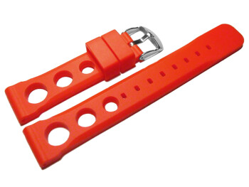 Uhrenarmband Silikon - extra stark - gelocht - rot 24mm Schwarz