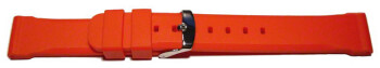 Uhrenarmband Silikon - extra stark - rot 24mm Schwarz
