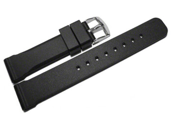 Uhrenarmband Silikon - extra stark - schwarz 24mm Schwarz