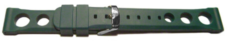 Uhrenarmband Silikon - extra stark - gelocht - grün 22mm Stahl
