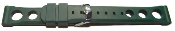 Uhrenarmband Silikon - extra stark - gelocht - grün 22mm Stahl