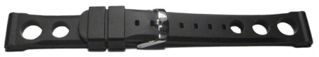 Uhrenarmband Silikon - extra stark - gelocht - schwarz 18mm Stahl