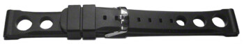Uhrenarmband Silikon - extra stark - gelocht - schwarz 22mm Gold