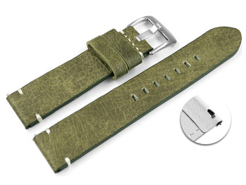 Schnellwechsel Uhrenarmband grün-braun Vintage Leder ohne Polster 24mm Schwarz