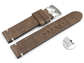 Schnellwechsel Uhrenarmband braun Vintage Leder ohne Polster 24mm Stahl