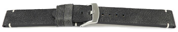 Schnellwechsel Uhrenarmband schwarz Vintage Leder ohne Polster 22mm Stahl