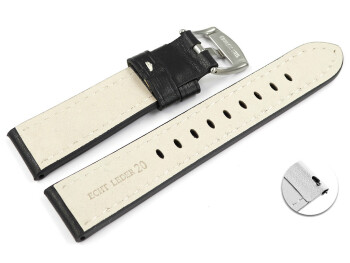 Schnellwechsel Uhrenarmband schwarz Miami Leder ohne Polster 24mm Gold
