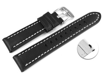 Schnellwechsel Uhrenarmband schwarz Miami Leder ohne Polster 26mm Schwarz