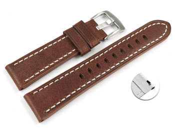 Schnellwechsel Uhrenarmband hellbraun Miami Leder ohne Polster 20mm Stahl