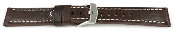 Schnellwechsel Uhrenarmband dunkelbraun Miami Leder ohne Polster 20mm Stahl
