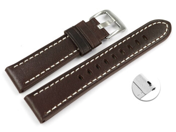 Schnellwechsel Uhrenarmband dunkelbraun Miami Leder ohne Polster 26mm Gold