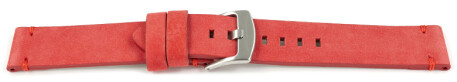 Schnellwechsel Uhrenarmband rot Veluro Leder ohne Polster 22mm Stahl