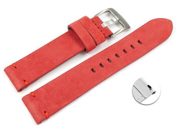 Schnellwechsel Uhrenarmband rot Veluro Leder ohne Polster 24mm Schwarz